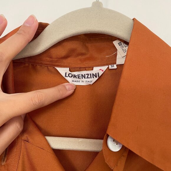 (Made in Italy) Vintage Tailored Brown Sheen Blouse - Picture 4 of 7